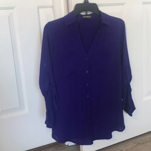 Express slim fit portfolio shirt - small - purple